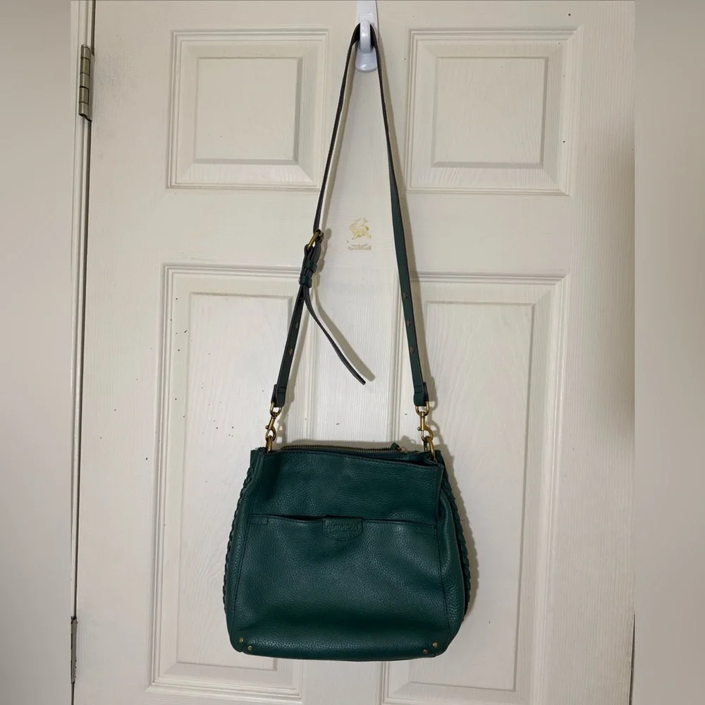 American Leather & Co Green Crossbody Bag Genuine Leather Excellent Condition - Picture 3 of 15